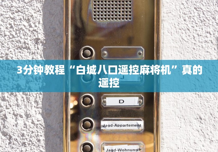 3分钟教程“白城八口遥控麻将机”真的遥控