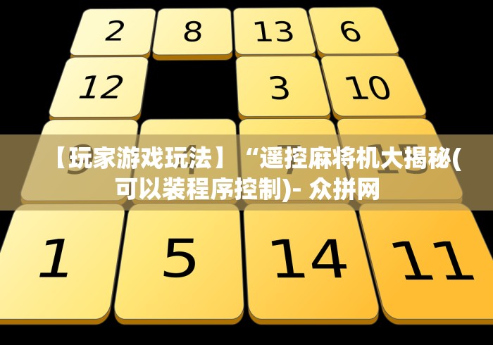 【玩家游戏玩法】“遥控麻将机大揭秘(可以装程序控制)- 众拼网