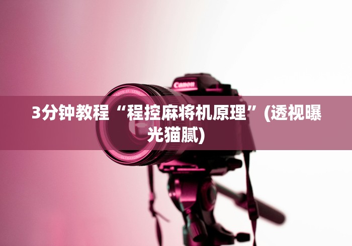 3分钟教程“程控麻将机原理”(透视曝光猫腻) 3分钟教程“程控麻将机原理”(透视曝光猫腻)