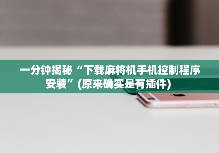 一分钟揭秘“下载麻将机手机控制程序安装”(原来确实是有插件) 