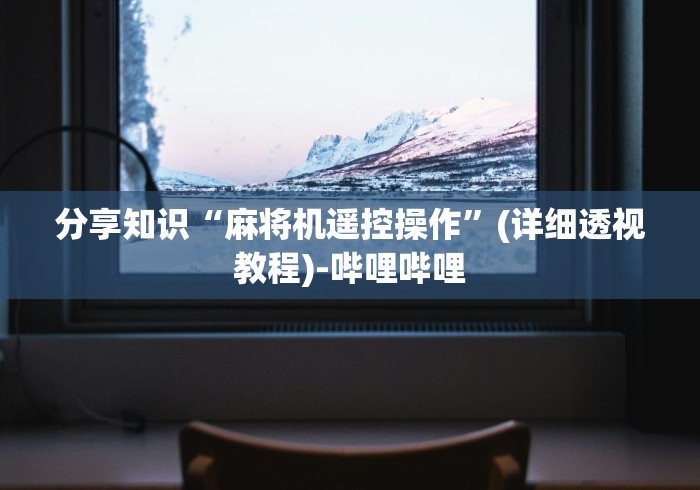 分享知识“麻将机遥控操作”(详细透视教程)-哔哩哔哩